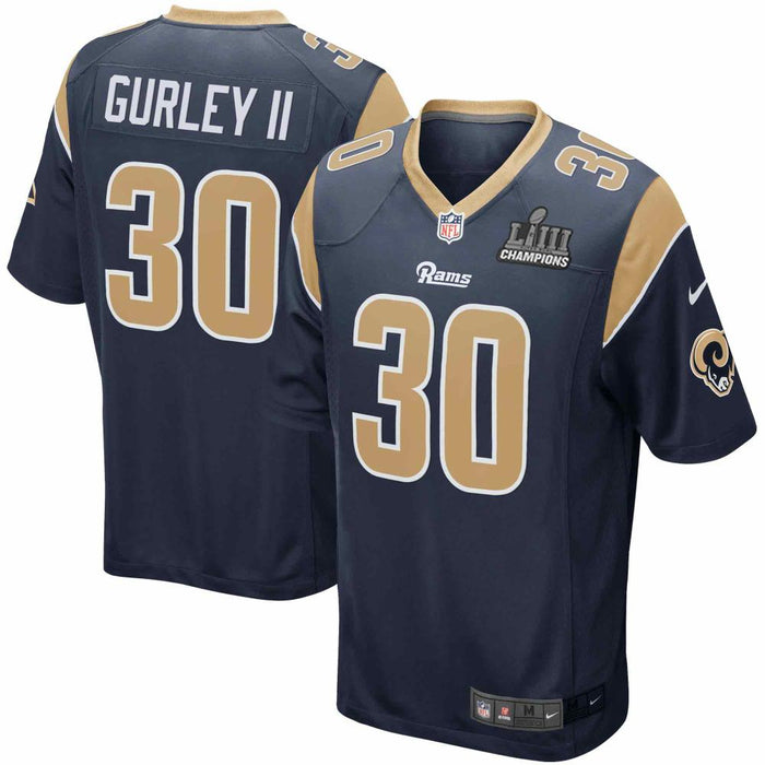 AARON DONALD LOS ANGELES RAMS SUPER BOWL LIII 53 CHAMPIONS PATCH FOOTBALL WOMEN'S JERSEY - NAVY - 2019